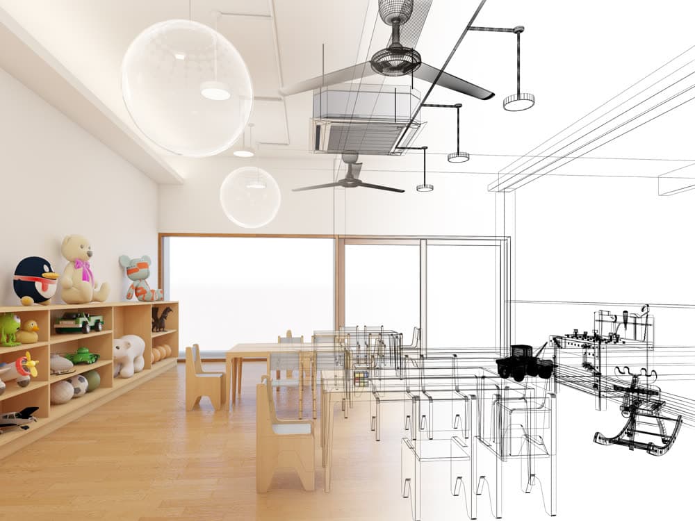 Classroom setting representing ABA experience